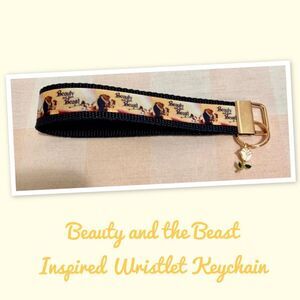 Disney Inspired Wristlet Keychain, Beauty and the Beast Keychain